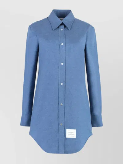 THOM BROWNE COTTON SHIRT WITH LONG SLEEVES AND ROUNDED HEM