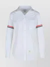 Thom Browne Cotton Shirt With Striped Arm Detail In White