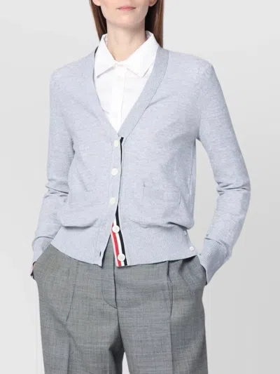 THOM BROWNE COTTON SILK CARDIGAN V-NECK