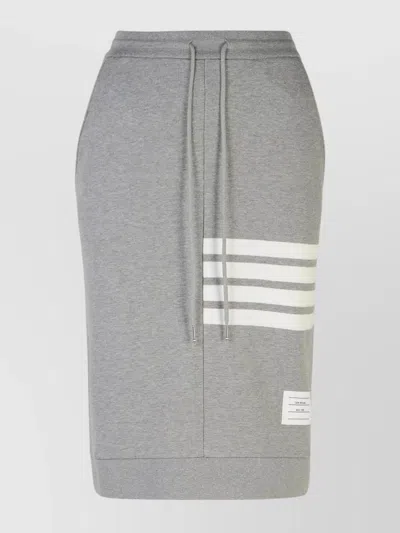 Thom Browne Cotton Skirt With Elastic Waistband And Striped Pattern In Gray