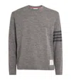 Thom Browne Striped Wool-blend Jersey T-shirt In Blue