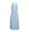 Thom Browne Awning Stripe Cotton Poplin Halter Polo Dress In Blue