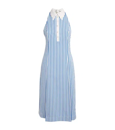 THOM BROWNE COTTON STRIPE HALTER DRESS