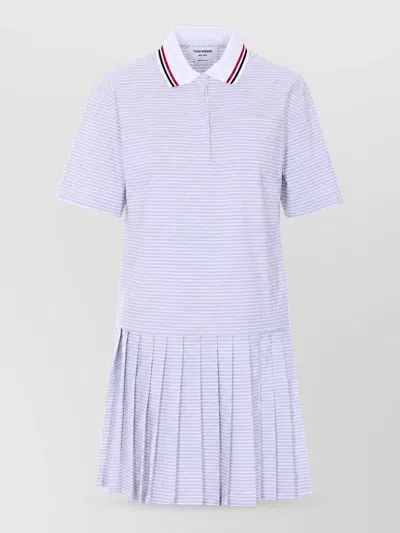 Thom Browne Cotton Striped Polo Dress In White