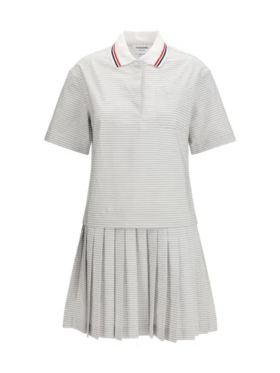 Thom Browne Cotton Striped Polo Polo Dress In Gray