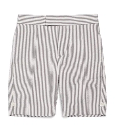 Thom Browne Kids' Cotton Striped Shorts In Grey