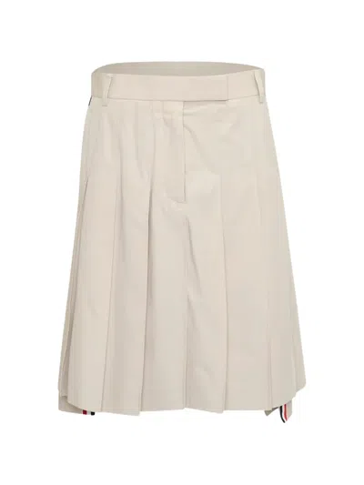 Thom Browne Cotton Suiting Pleated Skirt In 뉴트럴
