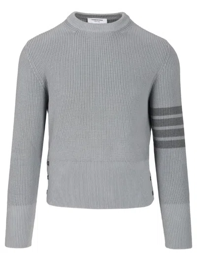 Thom Browne Cotton Sweater Knitwear Grey In Gray
