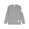 Thom Browne Long Sleeve Tee With 4 Bar Stripe In Milano Cotton