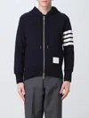 Thom Browne Mens Navy Four-bar Zipped Cotton-jersey Hoody In Navy