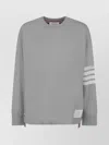 THOM BROWNE COTTON SWEATSHIRT WITH ICONIC BRAND BANDS
