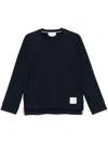 Thom Browne Oversized Long Sleeve T-shirt With Rwb Knit Trim In Black