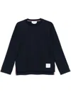 Thom Browne Oversized Long Sleeve T-shirt With Rwb Knit Trim In Black