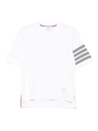 Thom Browne Short Sleeve T-shirt W/ 4 Bar Stripe In White
