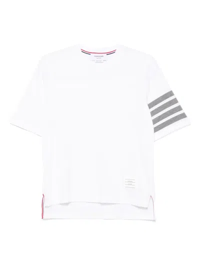 Thom Browne Short Sleeve T-shirt W/ 4 Bar Stripe In White