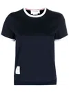 Thom Browne Cotton T-shirt With Ribbed Crew-neck And Contrasting Trimmings In Blue