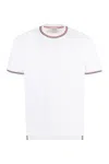 Thom Browne White Crewneck T-shirt With Rwb Detail On Neck And Sleeve In White