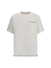 Thom Browne Oversized Short Sleeve Tee With Embroidered Rwb Pocket Trim In Heavy Jersey Clothing In White