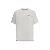 Thom Browne Oversized Short Sleeve Tee With Embroidered Rwb Pocket Trim In Heavy Jersey Clothing In White