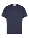 THOM BROWNE COTTON T-SHIRT WITH LOGO PATCH