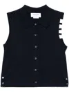 Thom Browne Sleeveless Cropped Buttondown With 4 Bar Stripe In Black