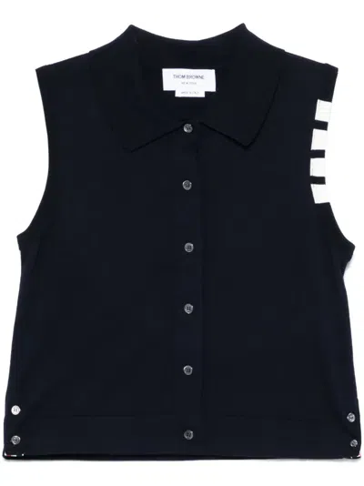 THOM BROWNE COTTON TANK TOP WITH 4-STRIPE DETAIL
