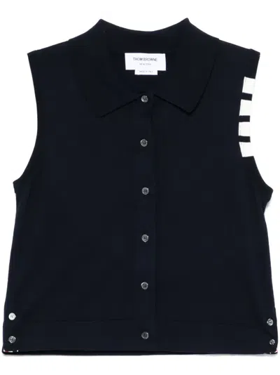 THOM BROWNE COTTON TANK TOP WITH 4-STRIPE DETAIL