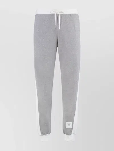 Thom Browne Cotton Track-pants Featuring Tricolor Detail In Gray