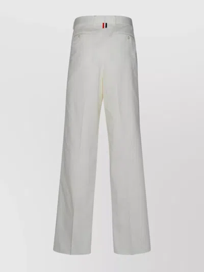 Thom Browne Cotton Trousers Back Pockets In White