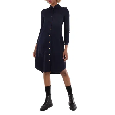Thom Browne Cotton Tuck Rib Shirtdress In Blue