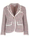 Thom Browne Check-pattern Buttoned Tweed Jacket In White