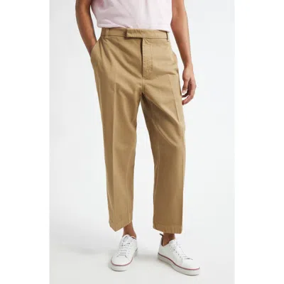 Thom Browne Cotton Twill Crop Chinos In Camel