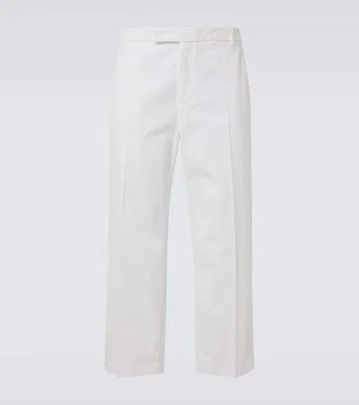 Thom Browne Cotton Twill Cropped Chinos In White