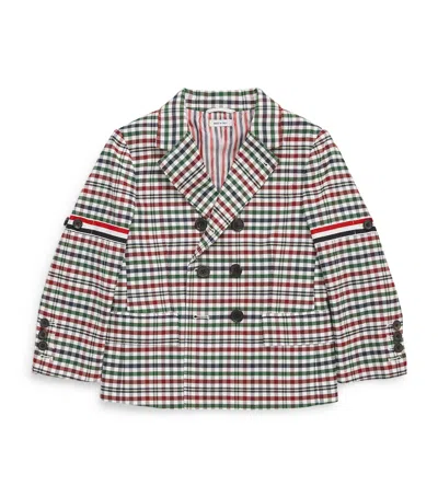Thom Browne Kids' Cotton Twill Gingham-tartan Blazer