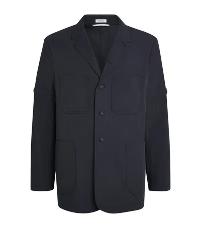 Thom Browne Cotton Unconstructed Sport Coat In Navy