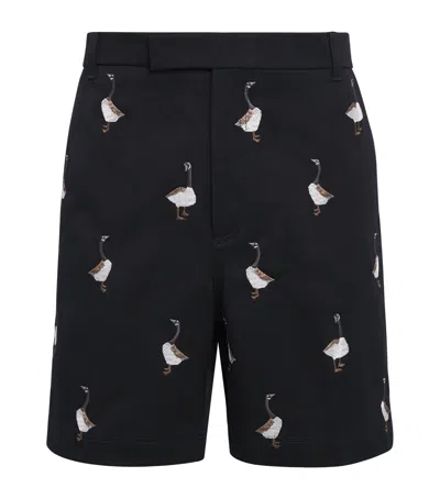 Thom Browne Cotton Utility Chino Shorts In Blue