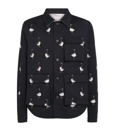 Thom Browne Cotton Utility Patch Pocket Jacket In Black
