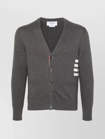 Thom Browne Cotton V-neck Cardigan With 4 Bar Stripe