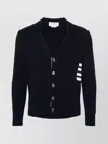 Thom Browne Cotton V-neck Cardigan With 4 Bar Stripe In Black