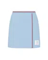 Thom Browne Cotton Waffle Mini Wrap Skirt In Blue