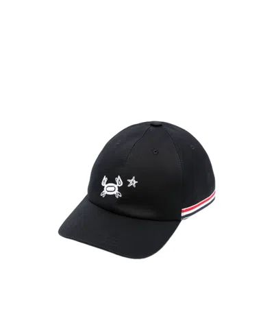 Thom Browne Crab-embroidered Cotton Baseball Cap In Black