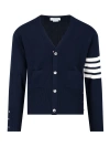 Thom Browne 4-bar Cotton Cardigan For In Blue
