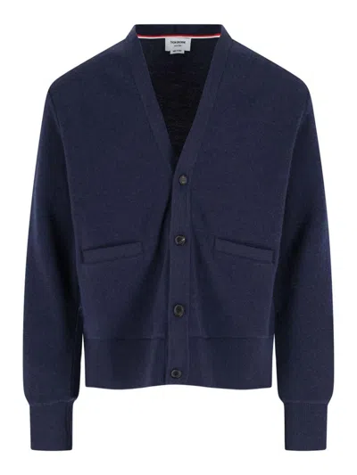 THOM BROWNE SILK WOOL AND CASHMERE CARDIGAN