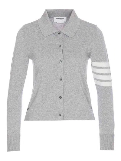 Thom Browne Cardigan 4-bar In Gris