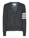 Thom Browne Dark Gray Wool Cardigan In Gris