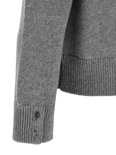 Thom Browne 4bar Half Zip Sweater In Gray