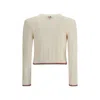 Thom Browne Cream Fleece Wool Cardigan In Neutral