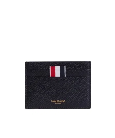 Thom Browne Logo Printed Credit Card Holder In Black