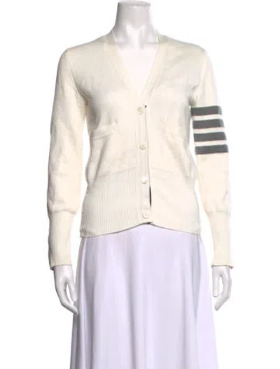 Pre-owned Thom Browne Crepe Milano 4-bar Striped Sweater In Neutrals