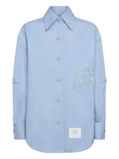 Thom Browne Crest Embroidery Armband Shirt In Blue